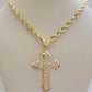 10k Yellow Gold Rope Chain 26" 5mm Necklace Cross Charm Pendant Set REAL 10k Men