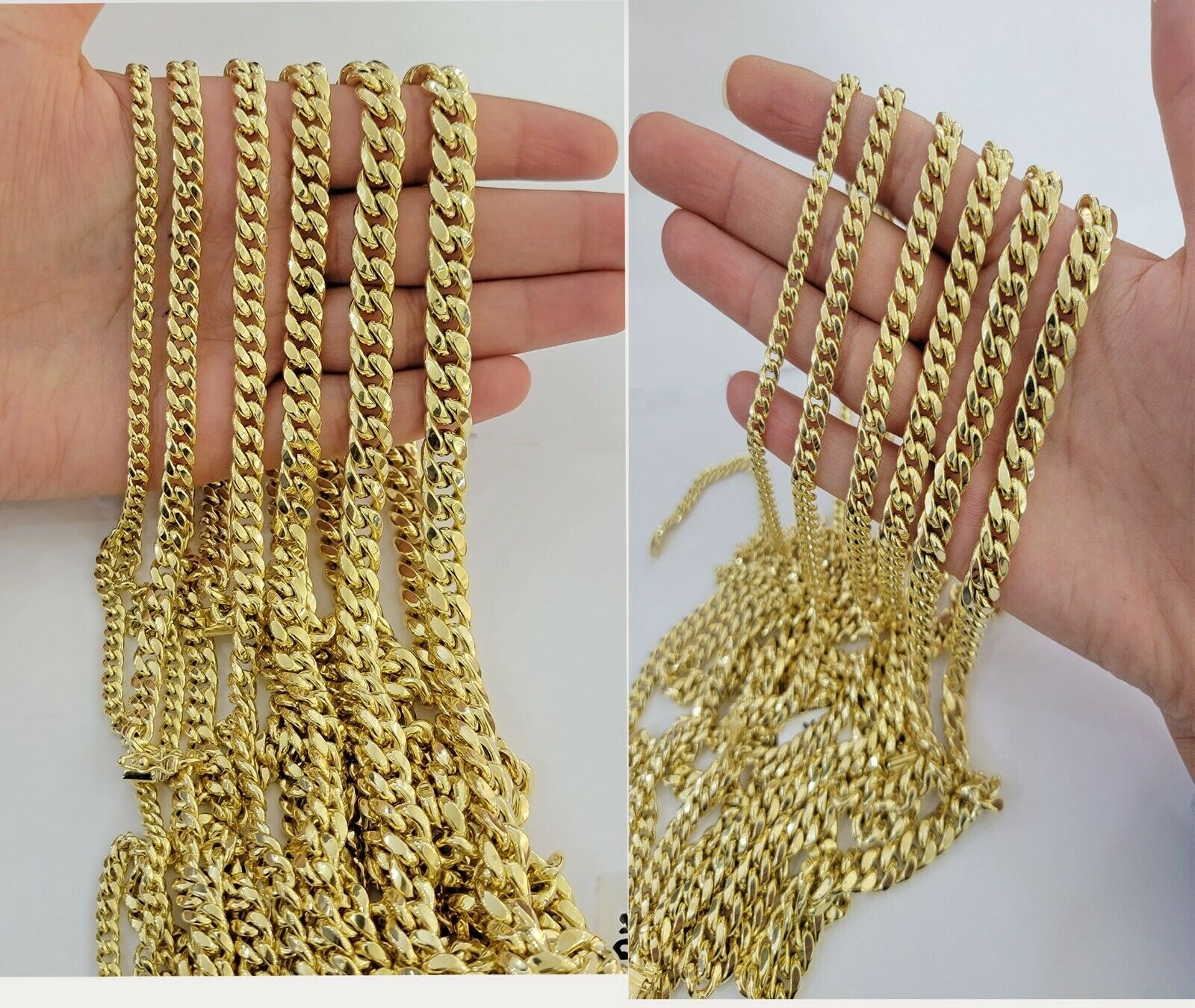 Real 10k Yellow Gold chain Bracelet 5mm-10mm Miami Cuban Link Necklace 8"-30"