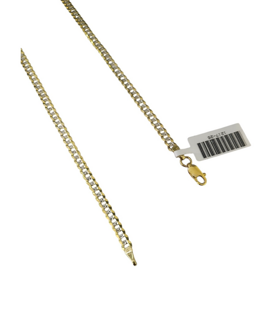 10K Yellow Gold Cuban Curb Chain Necklace 4mm 20 Inch REAL 10kt Diamond Cuts