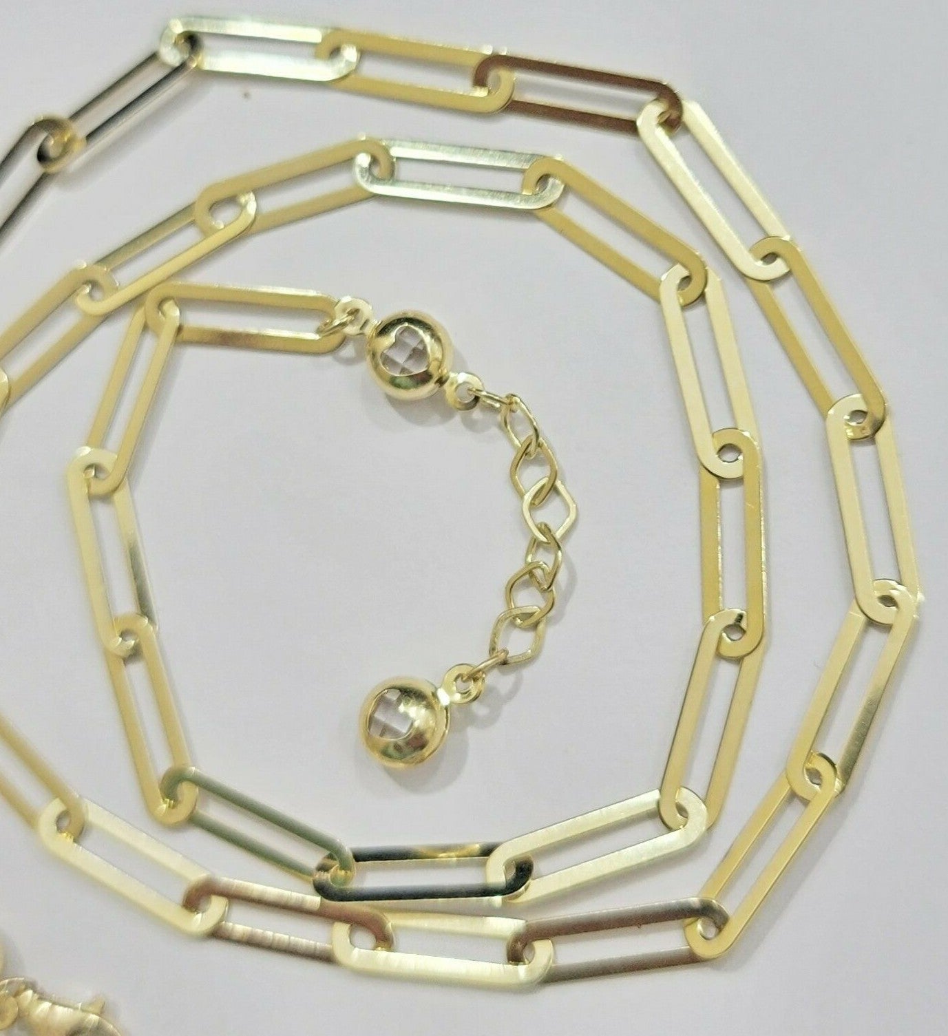 Real 10k Yellow Gold 4mm Paperclip Chain Cable Link Necklace 16"-24" Inch Hollow