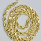 REAL 10K Gold Rope Chain 7mm 28 Inch Men's Necklace SOLID 10 KT Gold Diamond Cut