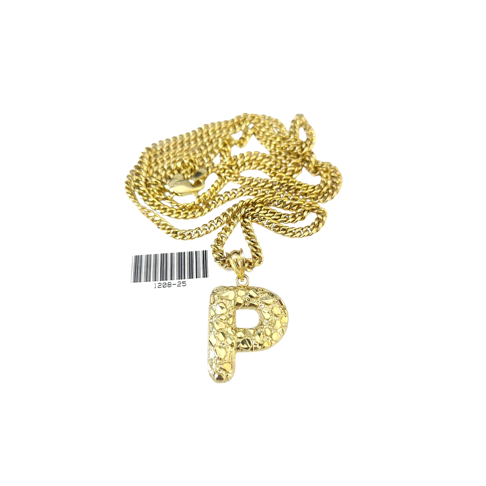 Real Gold 10k Chain Miami Cuban Link 2.5mm Necklace Pendant SET P Initial Charm