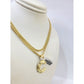 Real Gold 10k Miami Cuban Link Chain Pendant SET C Initial Charm Necklace 2.5mm