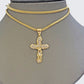 Real 10k Gold Cross Charm pendant & Franco Chain Necklace 2.5mm 18" Men Women