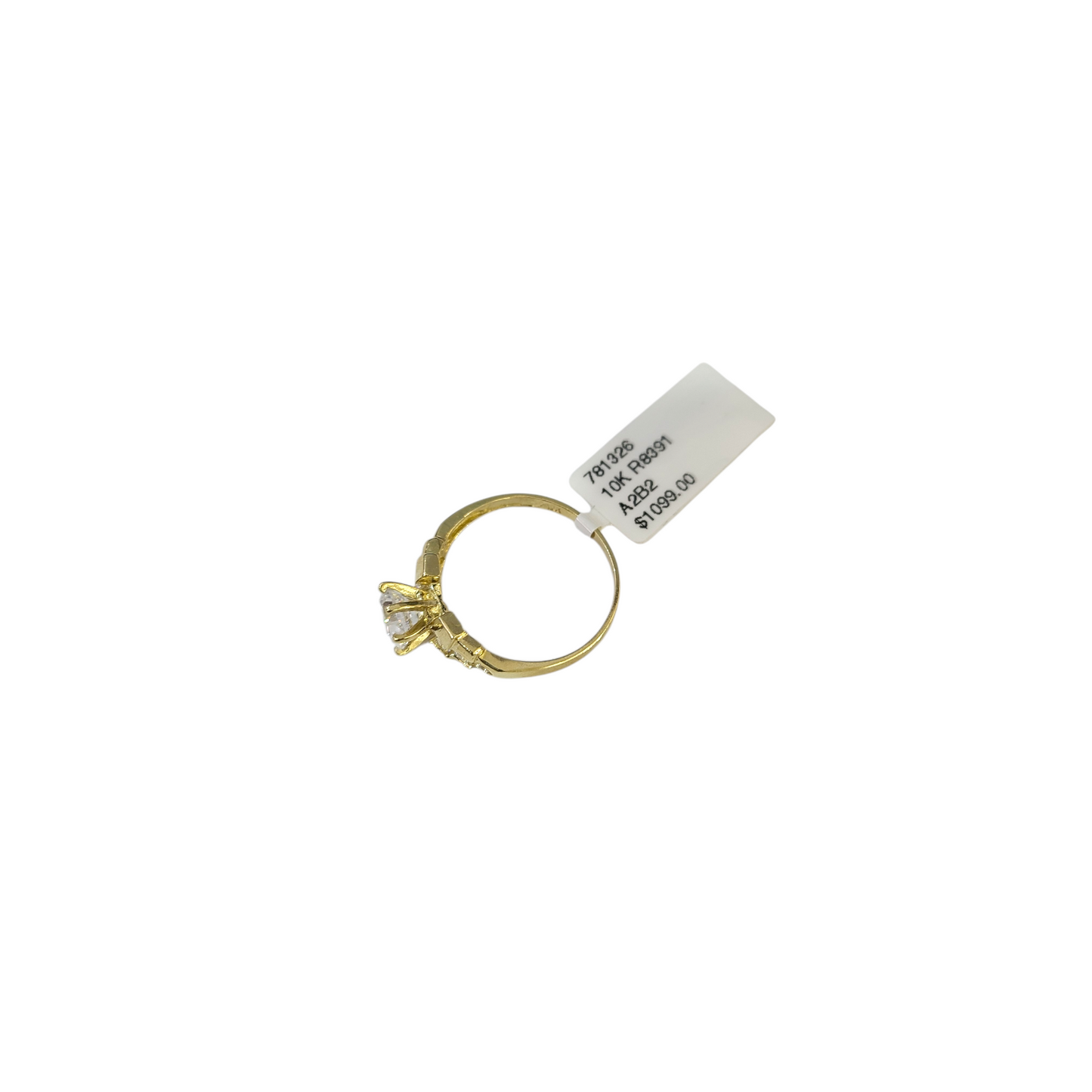Real 10k Solitaire CZ Ring Yellow Gold Women 10Kt Genuine