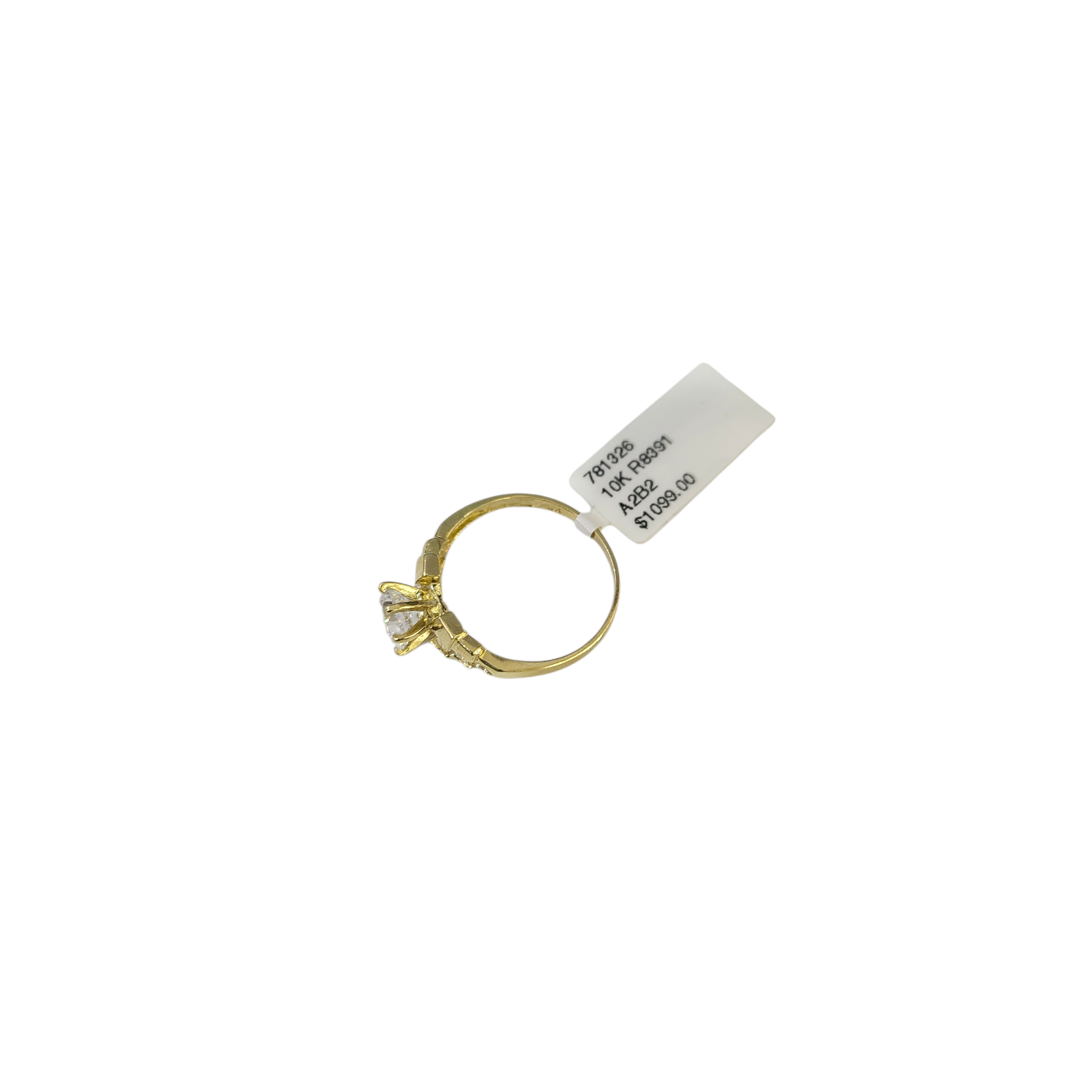 Real 10k Solitaire CZ Ring Yellow Gold Women 10Kt Genuine