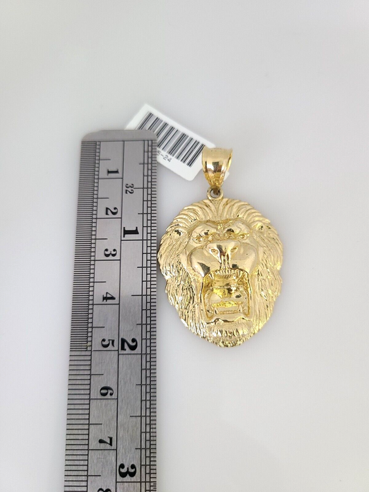 10kt Gold Rope Chain Roaring Lion Charm Set 18"-30'' Inch 6mm Necklace Pendant