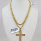 REAL 10k Solid Rope Chain Jesus Cross Charm Pendant 3mm Set 18"-26" in Necklace