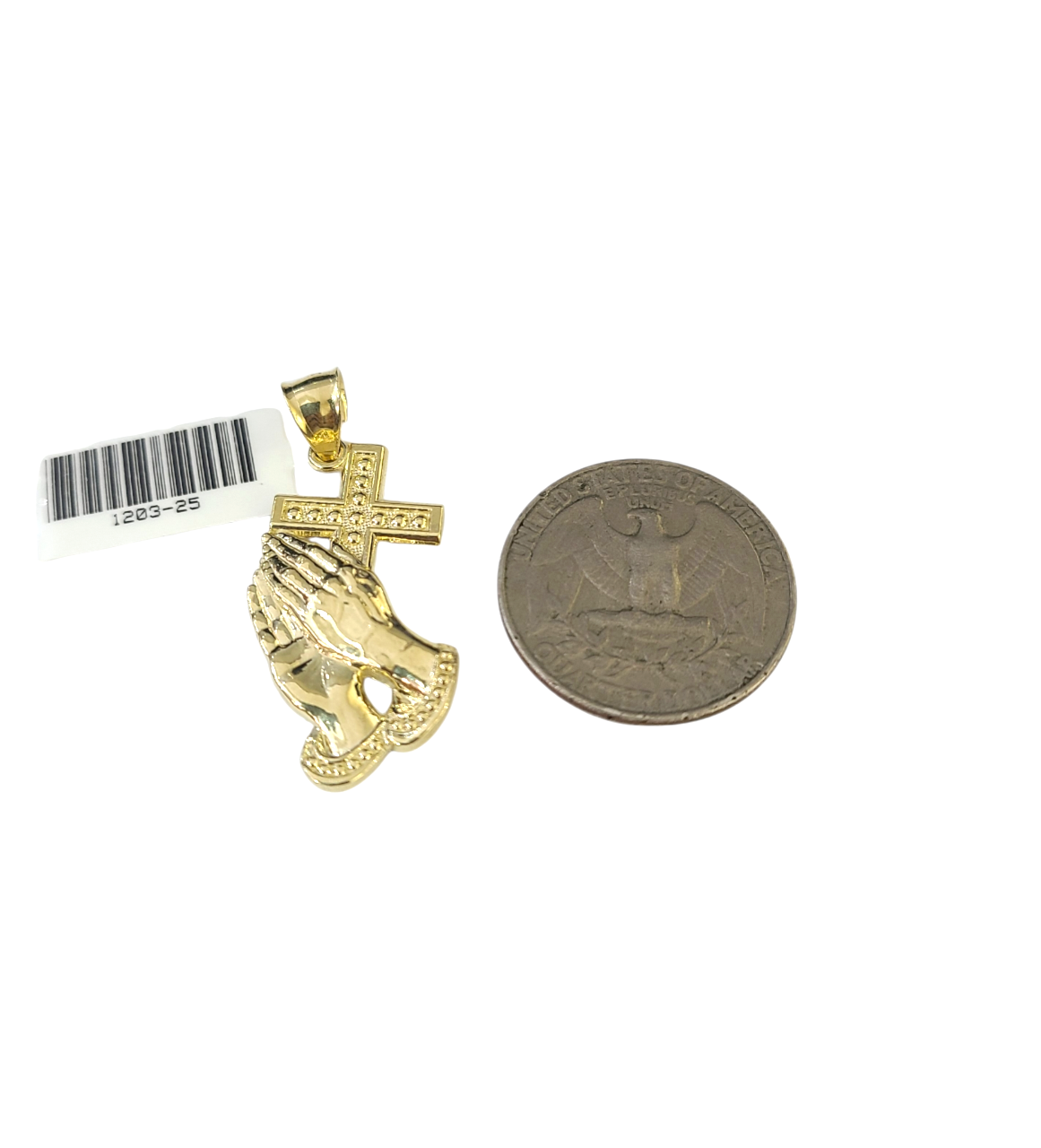 10k Gold Franco Chain Praying Hands Cross Pendant Necklace SET 2.5mm 18"-26"