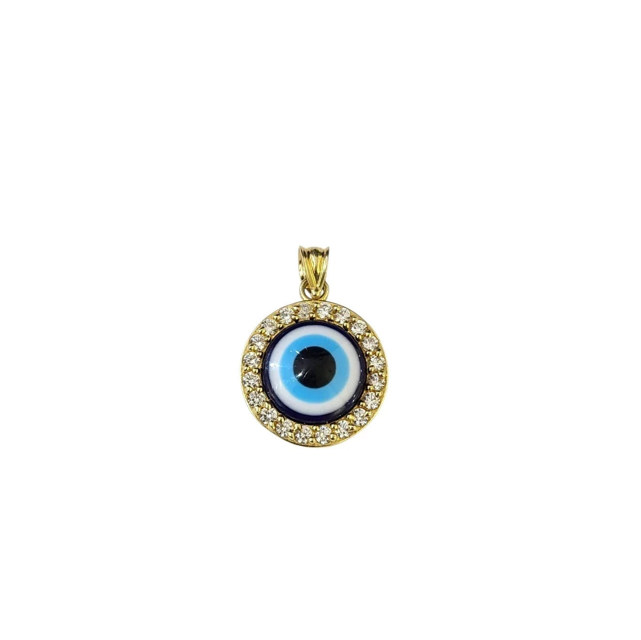 Real 10K Gold Rope Chain 3mm Evil Eye Charm Pendant Set Mens Womens 18"-28"