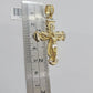 REAL 10k Gold byzantine Chain Cross Pendant Set 5mm Necklace & Jesus Crucifix