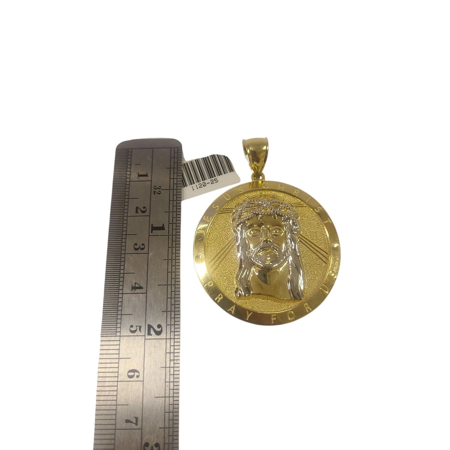 10K Jesus Christ Pendant Pray For Us Yellow Gold Charm 10kt Small Medium Big