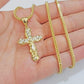Real 10k Gold Cross Charm pendant & Franco Chain Necklace 2.5mm 22" Men Women