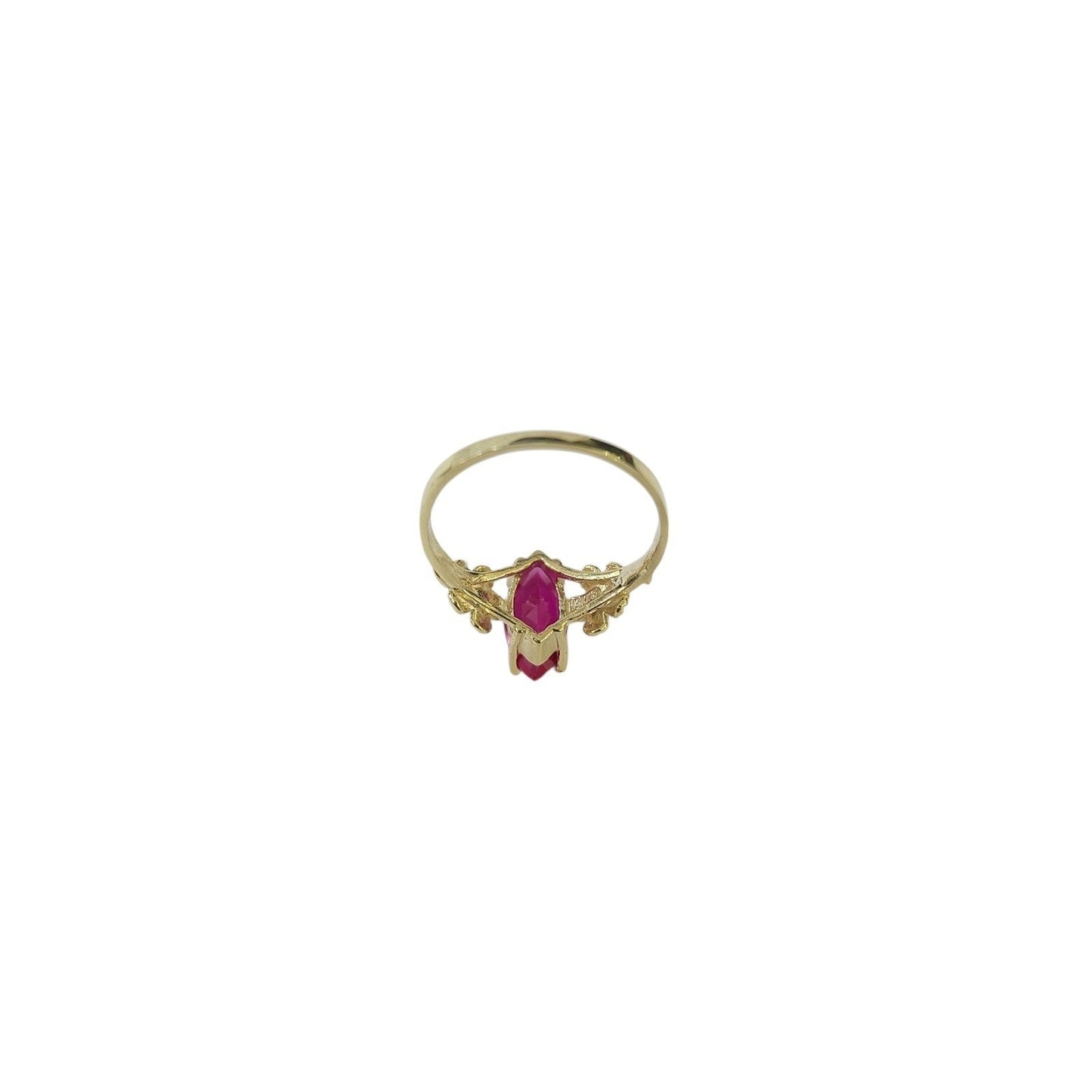 10k Gold Pink Marquise CZ Flower Ring Delicate Floral Ladies Statement