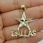10K Yellow Gold Dallas Star Charm Diamond Cut Pendant Cowboy Men Women Real