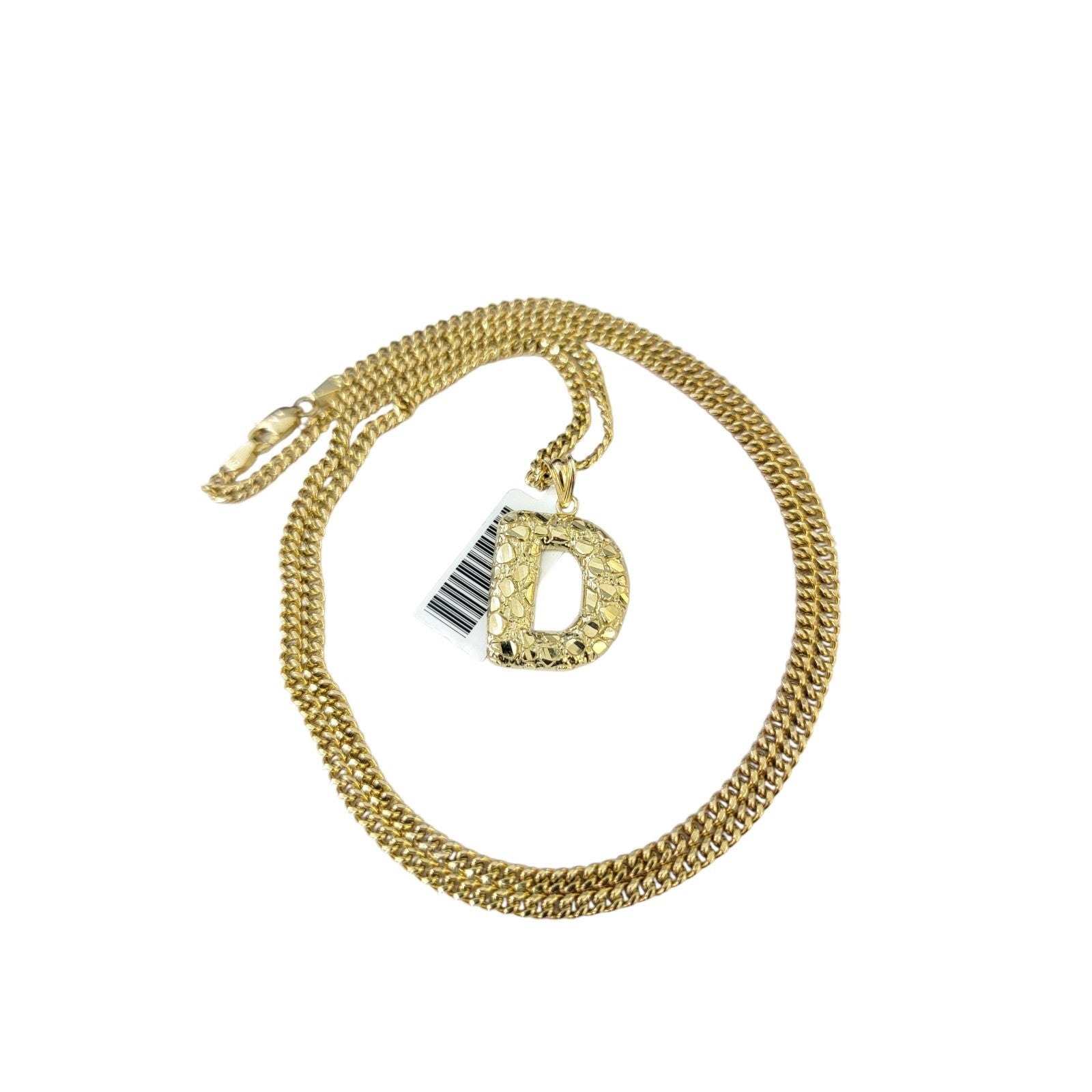 Real Gold 10k Miami Cuban Link Chain 2.5mm Pendant SET D Initial Charm Necklace
