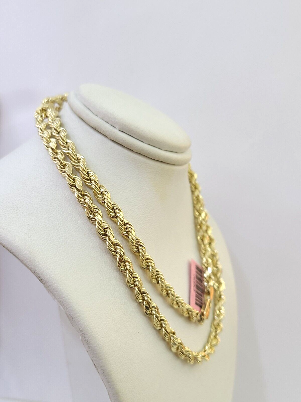 14K Yellow Gold 5mm Rope Chain 22" Diamond cut necklaceend Free Shipping