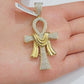 Real 10k Yellow Gold Diamond Ankh Cross Charm Pendant 0.80 CT Mens 2.5Inch