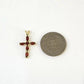 10K Yellow Gold Franco Chain Red CZ Cross Pendant Necklace 1mm 16 18 20 22 Women