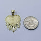 10K Solid Yellow Gold Dripping Heart Style Diamond Cut Pendant Men Women