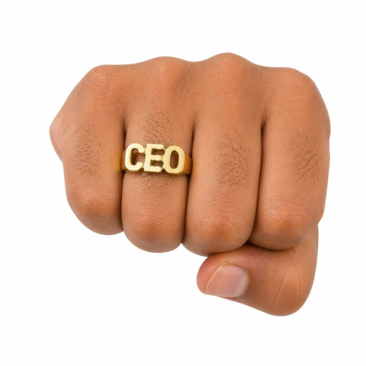 Real 10K Gold CEO Ring Mens Letter Band Bold Statement Hip Hop Design