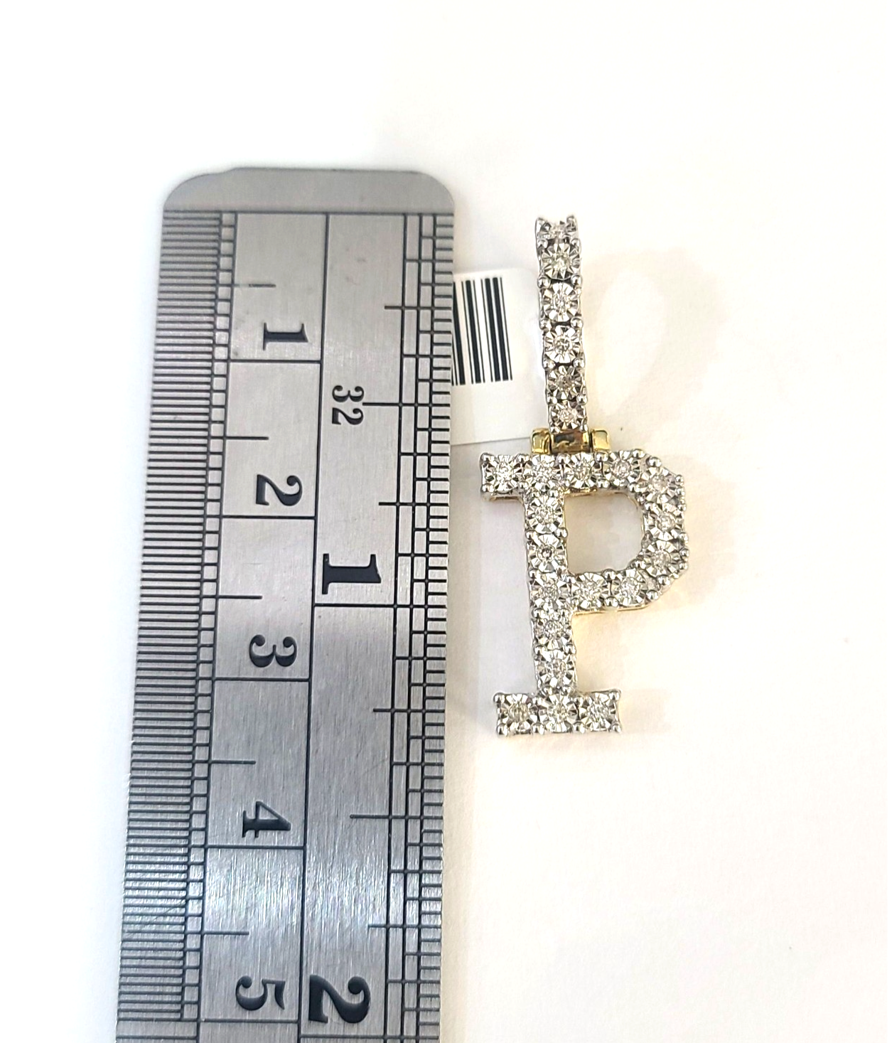 10k Gold Chain Necklace P Diamond Initial Pendant Set Cuban Curb 3mm 20"-30"