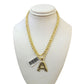 Real 10k Rope Chain Necklace Nugget A Initial Charm Pendant Set 3mm 18"-28" Gold