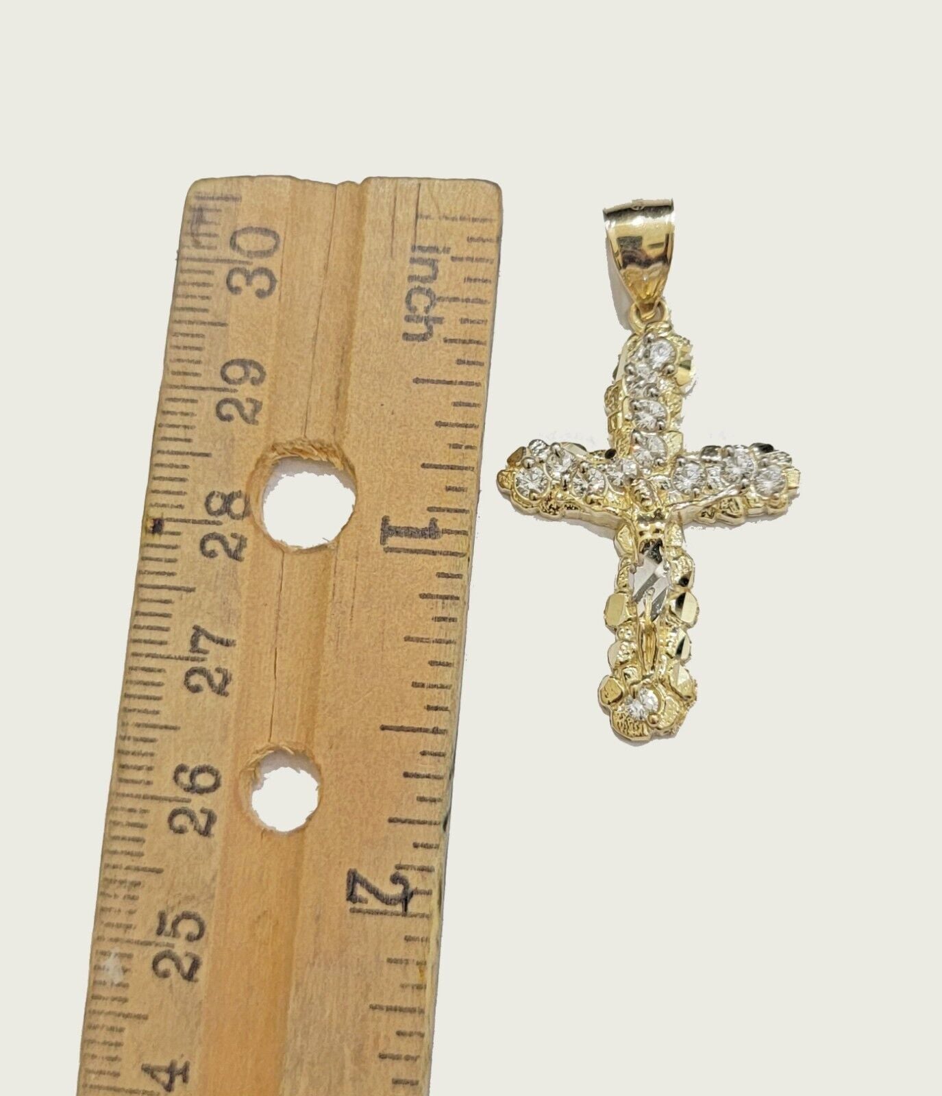 Real 10k Gold Jesus Cross Charm Chain Set Miami Cuban Link Necklace 2.5mm 18-26"