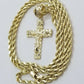 Real 10k Gold Cross & Solid Rope Chain 4mm Necklace Charm & Pendant Set 16"-28"