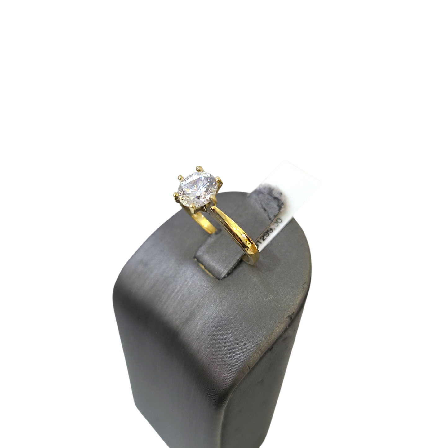 Real 10k Solitaire CZ Ring Yellow Gold Women 10Kt Genuine