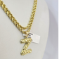 Real 10k Rope Chain 3mm 18"-28" Set Z Necklace Nugget Initial Charm Pendant Gold