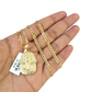10k Gold Pharaoh Head Charm Pendant Chain Cuban Curb 3mm Necklace Set 18"-28"
