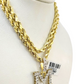 10k Rope Chain M Diamond Initial Charm Necklace Pendant Set 4mm 20"-30" Gold