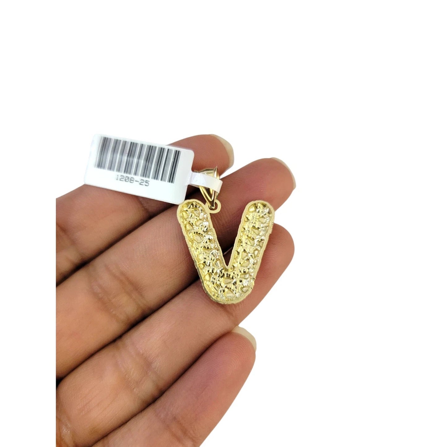 10k Gold Franco Chain 2.5mm 16"-26" V Nugget Initial Charm Pendant Necklace SET