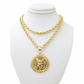 Real 10k Rope Chain Centenario 50 Pesos Charm Necklace SET 4mm 18"-24" Pendant