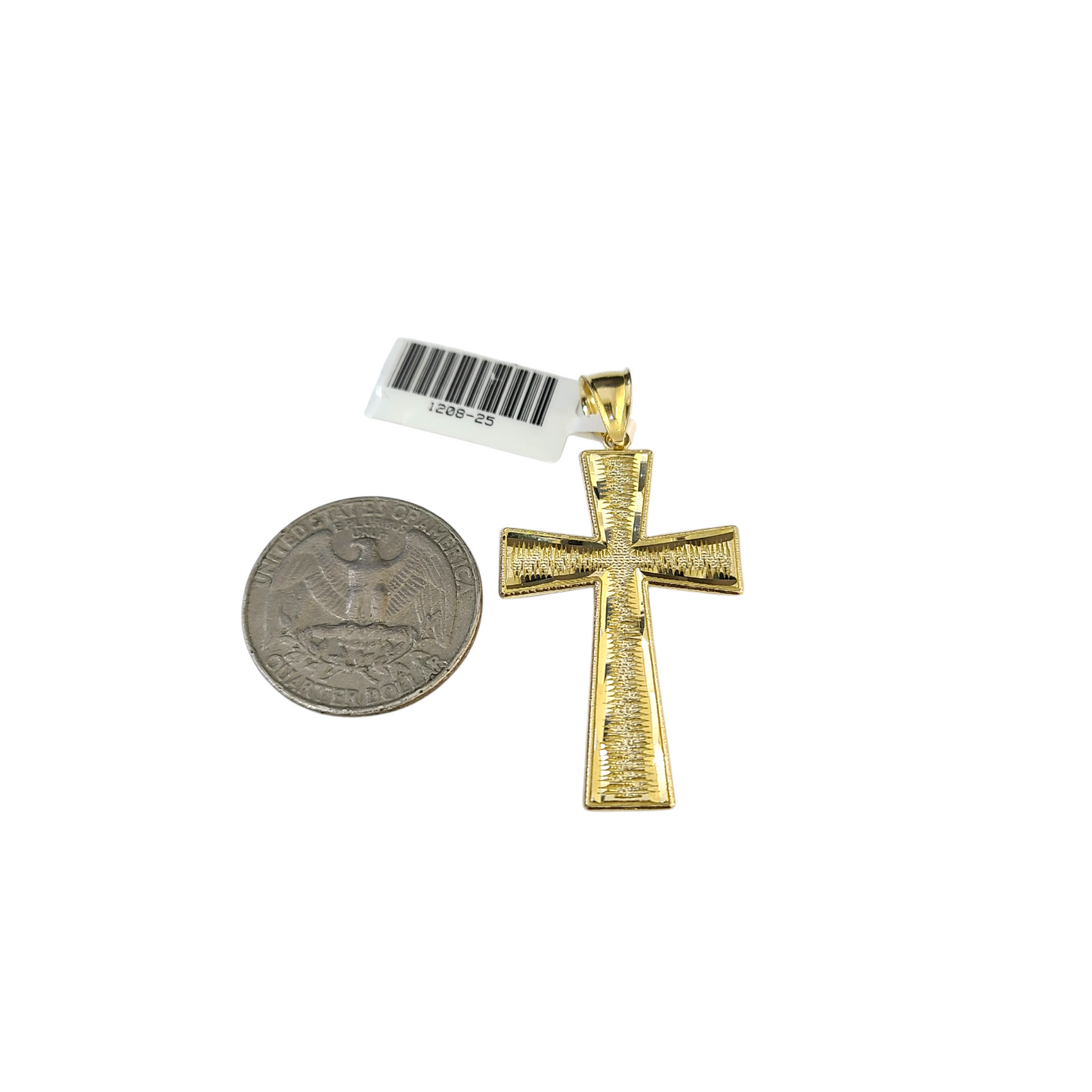 Real 10k Yellow Gold Charm Pendant Cross Diamond Cuts 10KT