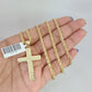 REAL 10k Solid Rope Chain Jesus Cross Charm Pendant 3mm Set 18"-26" in Necklace