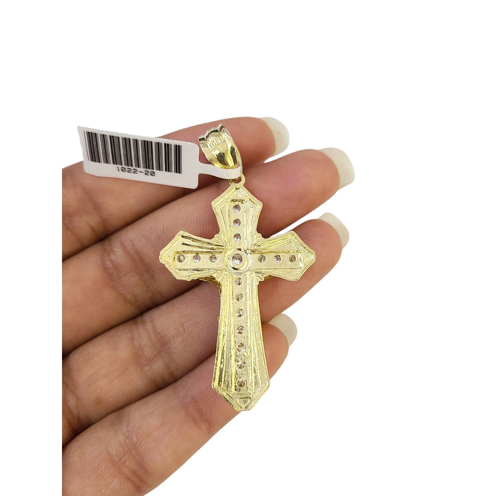 2" Diamond-Cut Jesus Crucifix Cross Pendant Real 10K Yellow White Gold / Men's