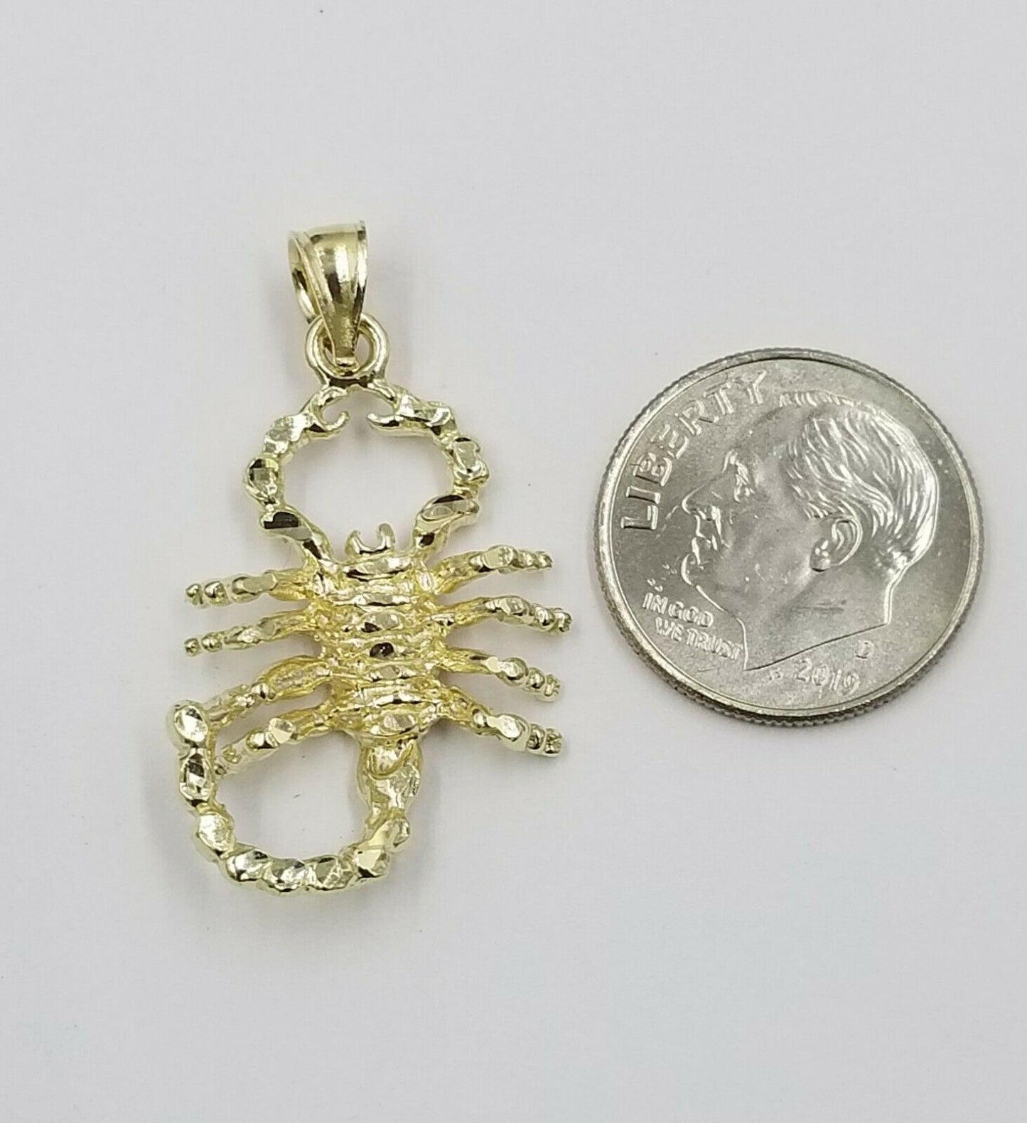 10k Gold Zodiac Scorpio Charm Pendant 2.5mm Rope Chain 18 20 22 24 26 28 Inches