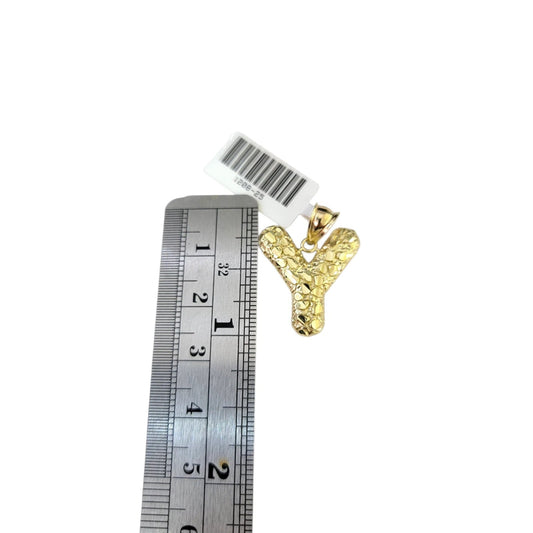 Real Gold 10k Miami Cuban Link 2.5mm Chain Y Initial Charm Necklace Pendant SET