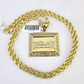 10kt Solid Gold Rope Chain Last Supper Charm Pendant 20-28'' Inches Necklace 4mm