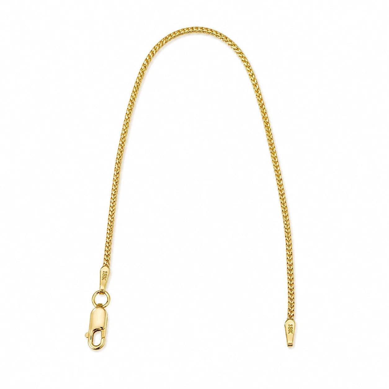 18K Yellow Gold Franco Chain Bracelet 1mm 7 Inch Ladies Dainty Fine Jewelry