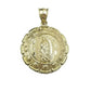 10k Yellow Gold Virgin Marry, Jesus Head Charm two tone Diamond Cut Pendant Real