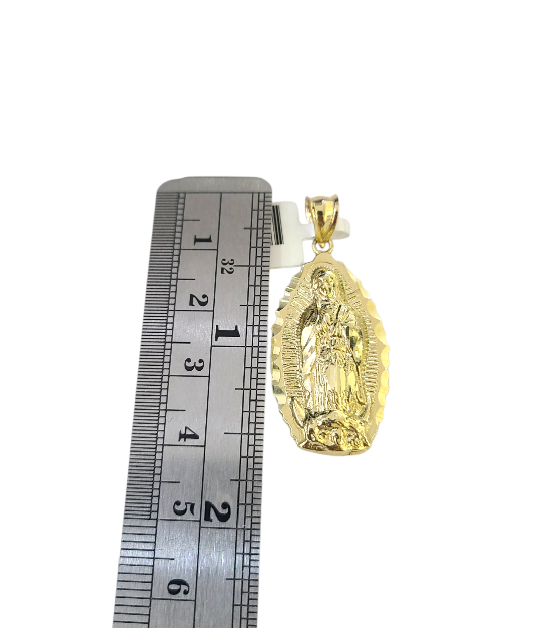 10k Gold Chain Cuban Curb 3mm Necklace Virgin Mary Charm Pendant Set 18"-28"