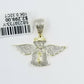 REAL 10k Yellow Gold Diamond Angel Wing Dollar Bag Pendant 3mm 22" Franco Chain