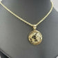 10k Gold Men Globe Diamond Cut Pendant 2.5mm Rope Chain 18 20 22 24 26 28 Inch