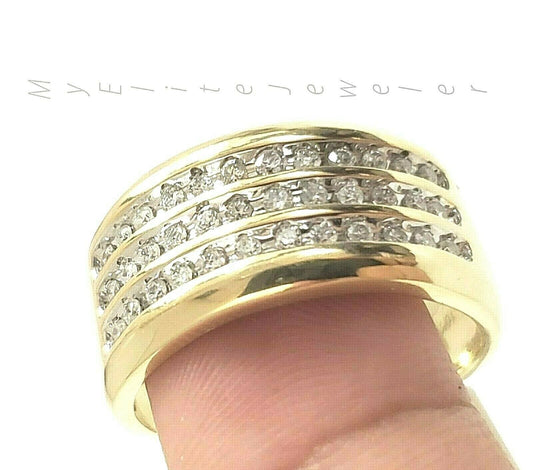 Men's 1/2CT Diamond Ring 10K Solid Gold Band Size 10 Thick Bands, 100% GENUINE