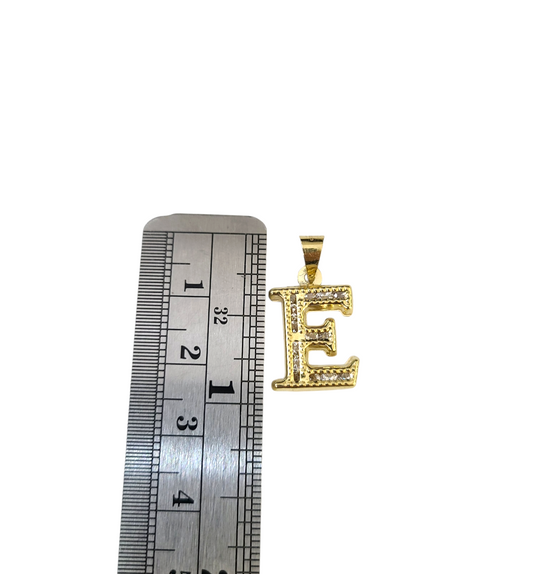 10K Yellow Gold E Initial Charm Pendant Alphabet Real 10kt Men Women