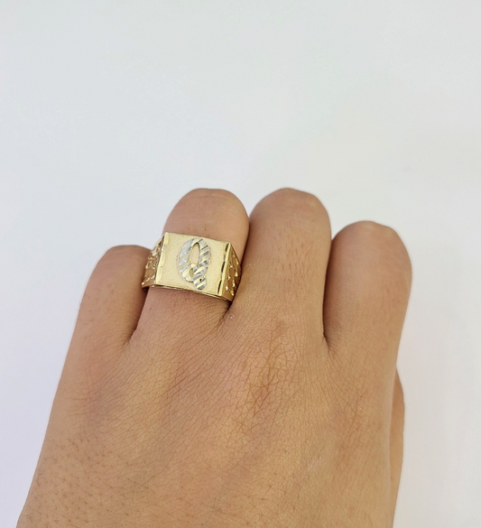 REAL Ring 10k Ring Alphabet Q Initial Yellow Gold Genuine