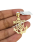 10k Gold Cuban Curb 3mm Chain Necklace Anchor Crucifix Charm Pendant 18"-28"